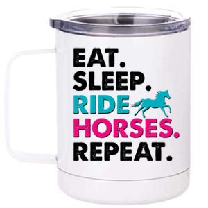 Cute Funny Eat Sleep Ride Horses Repeat 12 oz Stainless Steel Tumbler Cup