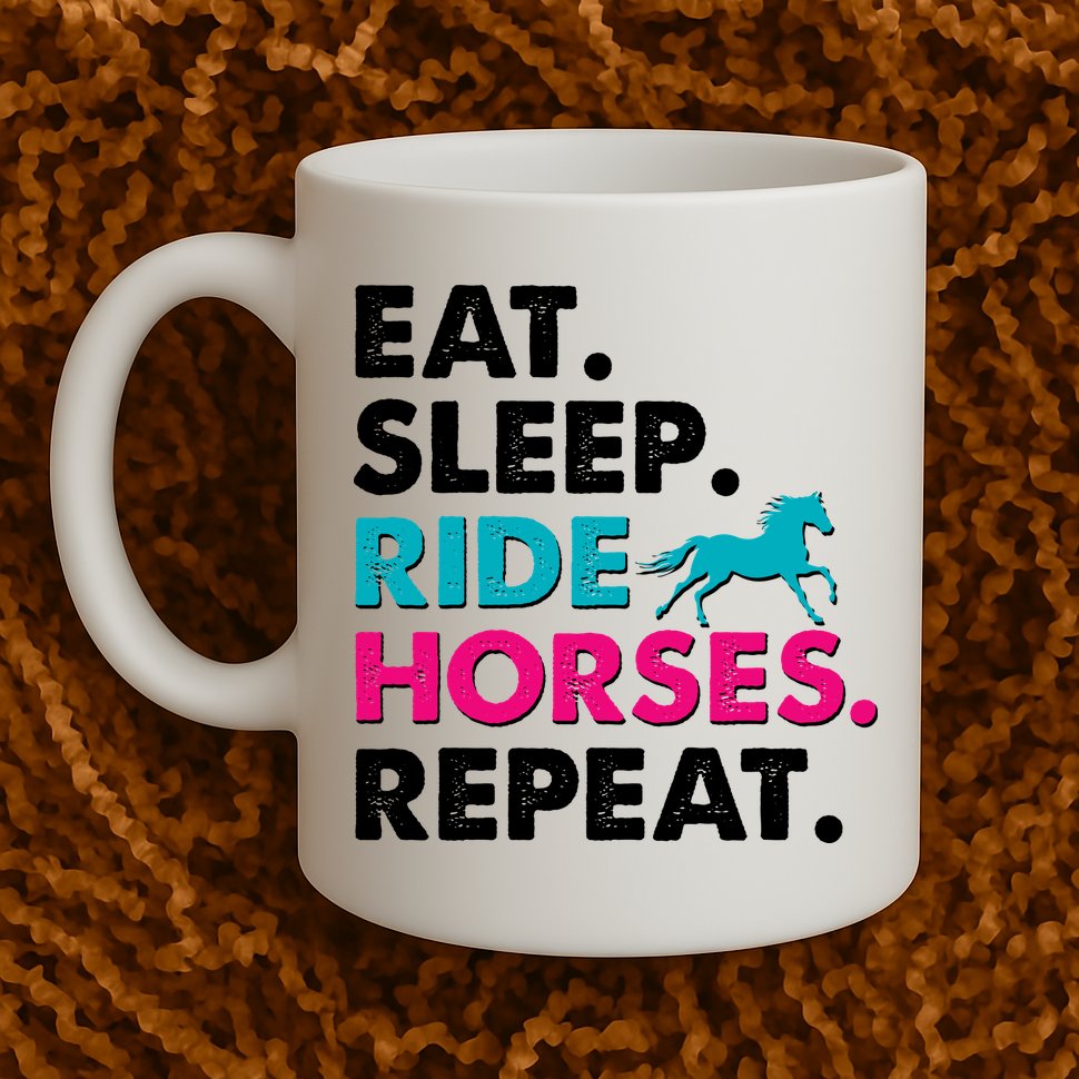 Cute Funny Eat Sleep Ride Horses Repeat Mug