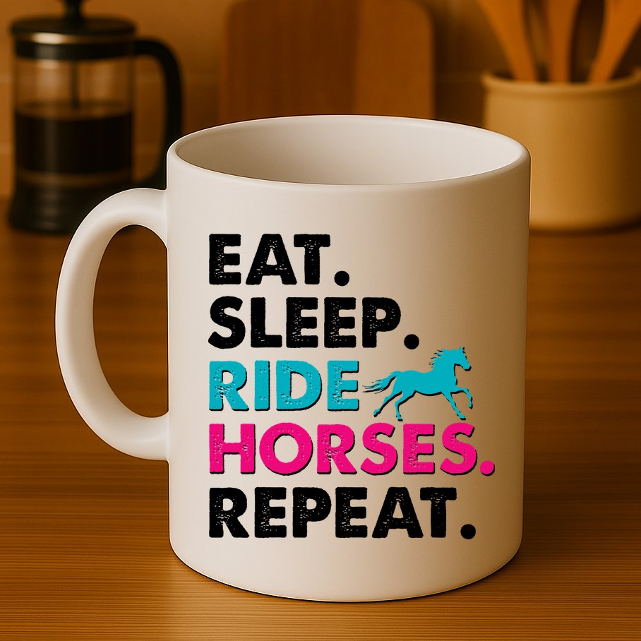 Cute Funny Eat Sleep Ride Horses Repeat Mug