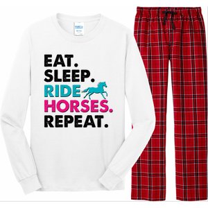 Cute Funny Eat Sleep Ride Horses Repeat Long Sleeve Pajama Set