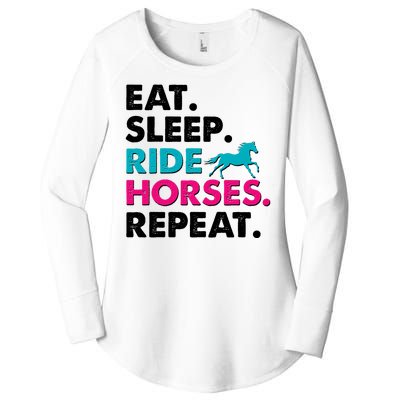 Cute Funny Eat Sleep Ride Horses Repeat Women's Perfect Tri Tunic Long Sleeve Shirt