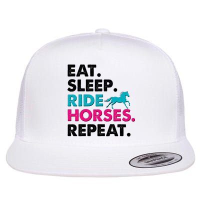 Cute Funny Eat Sleep Ride Horses Repeat Flat Bill Trucker Hat