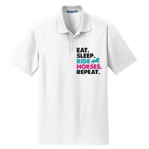 Cute Funny Eat Sleep Ride Horses Repeat Dry Zone Grid Polo