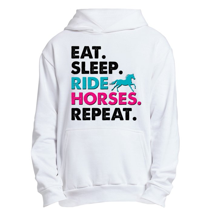 Cute Funny Eat Sleep Ride Horses Repeat Urban Pullover Hoodie