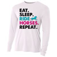 Cute Funny Eat Sleep Ride Horses Repeat Cooling Performance Long Sleeve Crew