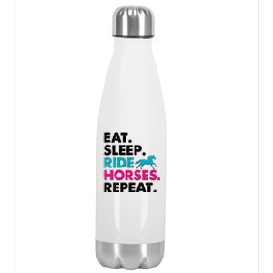 Cute Funny Eat Sleep Ride Horses Repeat Stainless Steel Insulated Water Bottle