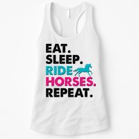 Cute Funny Eat Sleep Ride Horses Repeat Womens Tank Top