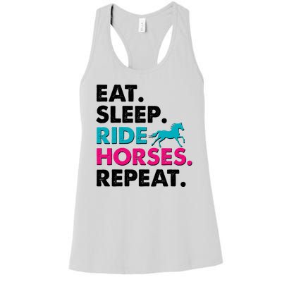 Cute Funny Eat Sleep Ride Horses Repeat Women's Racerback Tank