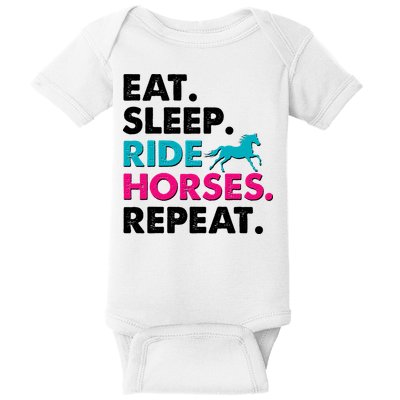 Cute Funny Eat Sleep Ride Horses Repeat Baby Bodysuit