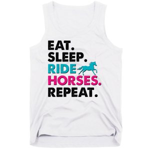 Cute Funny Eat Sleep Ride Horses Repeat Tank Top