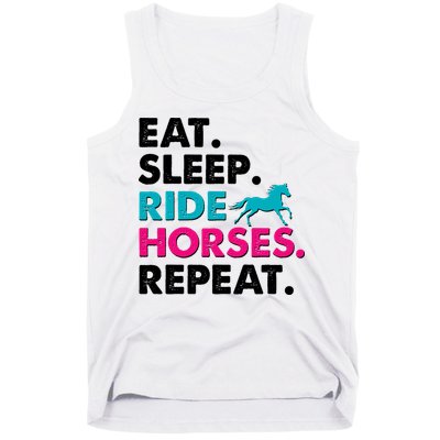 Cute Funny Eat Sleep Ride Horses Repeat Tank Top