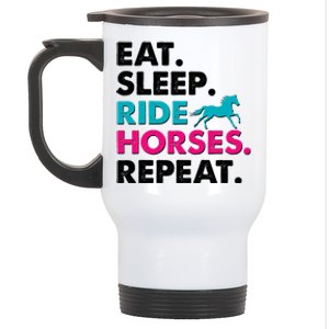 Cute Funny Eat Sleep Ride Horses Repeat Stainless Steel Travel Mug