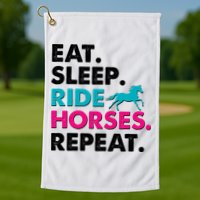 Cute Funny Eat Sleep Ride Horses Repeat Golf Towel