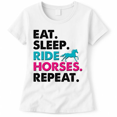 Cute Funny Eat Sleep Ride Horses Repeat Womens T-Shirt