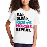 Cute Funny Eat Sleep Ride Horses Repeat Kids T-Shirt