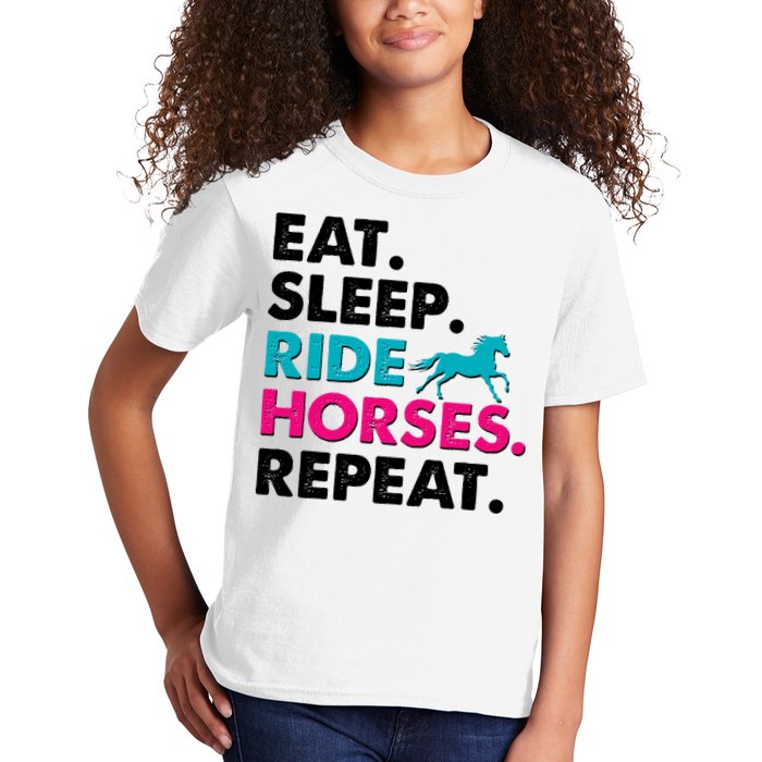 Cute Funny Eat Sleep Ride Horses Repeat Kids T-Shirt