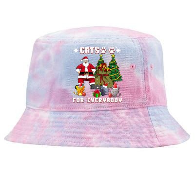 Cats For Everybody Cat Christmas Funny Cat Christmas Gift Tie-Dyed Bucket Hat