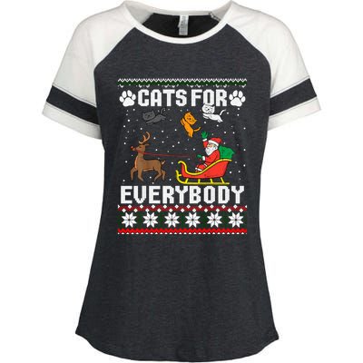 Cats For Everybody Ugly Funny Christmas Cute Cat Xmas Pajama Gift Enza Ladies Jersey Colorblock Tee