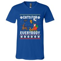 Cats For Everybody Ugly Funny Christmas Cute Cat Xmas Pajama Gift V-Neck T-Shirt