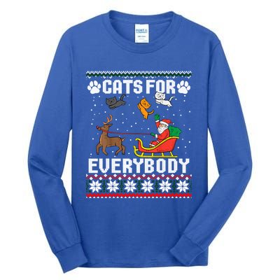 Cats For Everybody Ugly Funny Christmas Cute Cat Xmas Pajama Gift Tall Long Sleeve T-Shirt