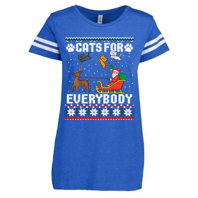 Cats For Everybody Ugly Funny Christmas Cute Cat Xmas Pajama Gift Enza Ladies Jersey Football T-Shirt