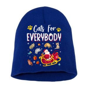 Cats For Everybody Cat Christmas Pajama Santa Ugly Christmas Cute Gift Short Acrylic Beanie