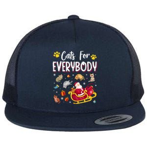 Cats For Everybody Cat Christmas Pajama Santa Ugly Christmas Cute Gift Flat Bill Trucker Hat