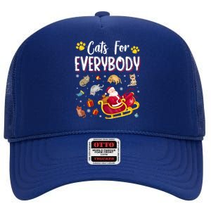 Cats For Everybody Cat Christmas Pajama Santa Ugly Christmas Cute Gift High Crown Mesh Back Trucker Hat