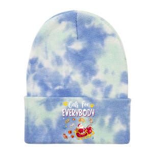 Cats For Everybody Cat Christmas Pajama Santa Ugly Christmas Cute Gift Tie Dye 12in Knit Beanie