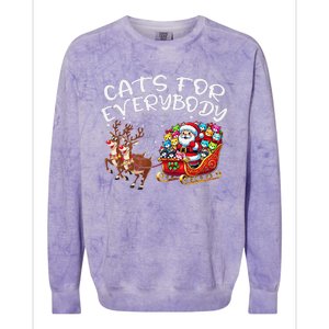 Cats For Everybody Funny Christmas Cat Santa Colorblast Crewneck Sweatshirt