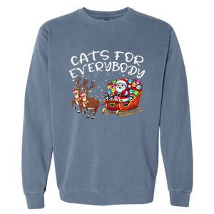 Cats For Everybody Funny Christmas Cat Santa Garment-Dyed Sweatshirt