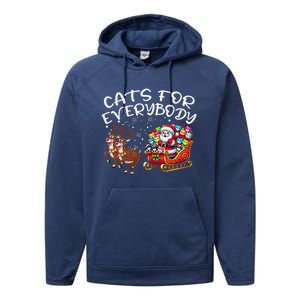 Cats For Everybody Funny Christmas Cat Santa Performance Fleece Hoodie