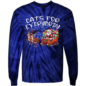 Cats For Everybody Funny Christmas Cat Santa Tie-Dye Long Sleeve Shirt