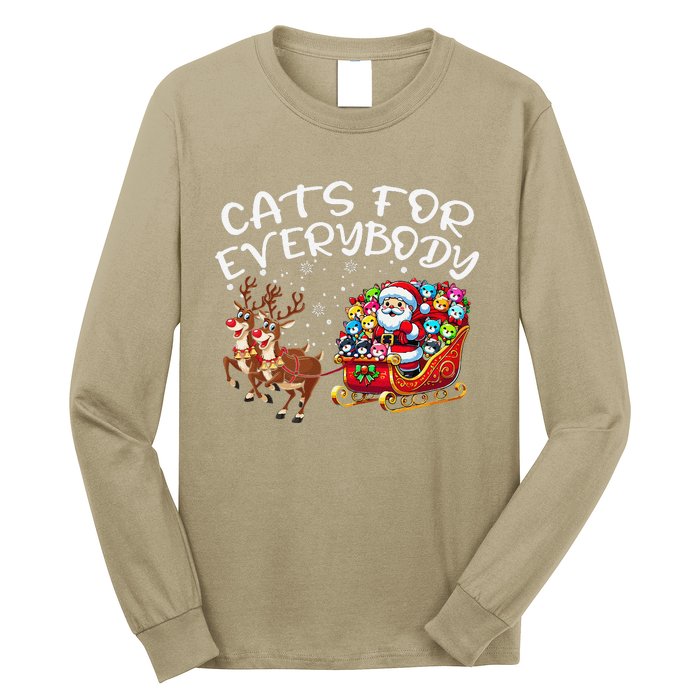 Cats For Everybody Funny Christmas Cat Santa Long Sleeve Shirt