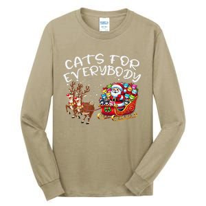 Cats For Everybody Funny Christmas Cat Santa Tall Long Sleeve T-Shirt