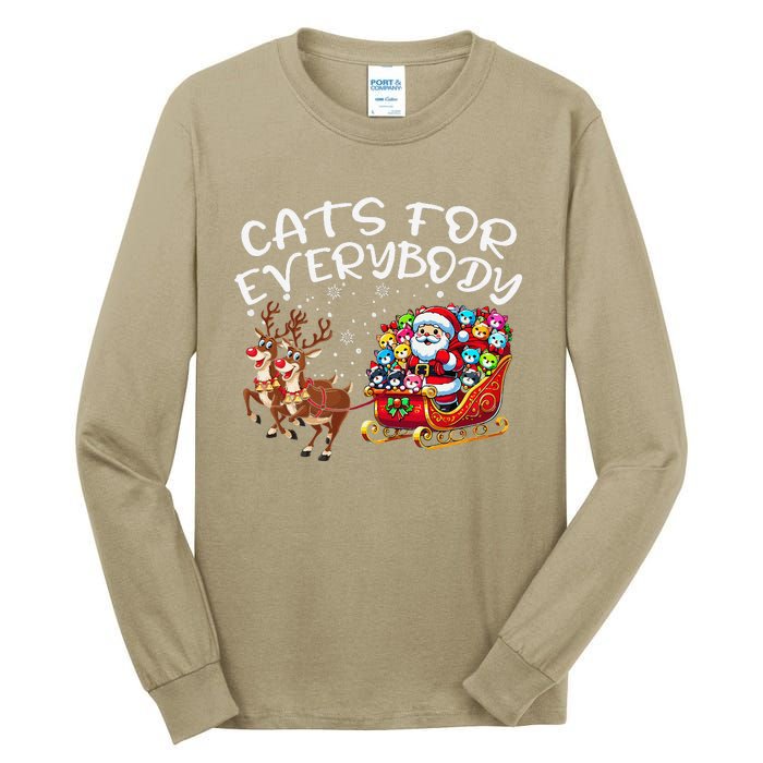 Cats For Everybody Funny Christmas Cat Santa Tall Long Sleeve T-Shirt