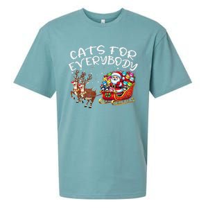 Cats For Everybody Funny Christmas Cat Santa Sueded Cloud Jersey T-Shirt