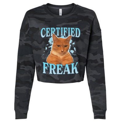 Certified Freak Eat Cement Cursed Cat Cropped Pullover Crew