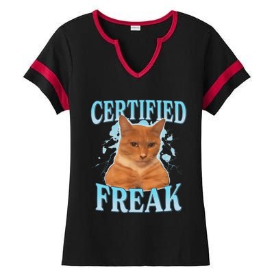 Certified Freak Eat Cement Cursed Cat Ladies Halftime Notch Neck Tee