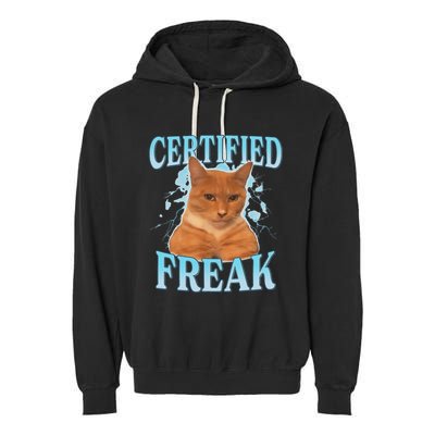Certified Freak Eat Cement Cursed Cat Garment-Dyed Fleece Hoodie