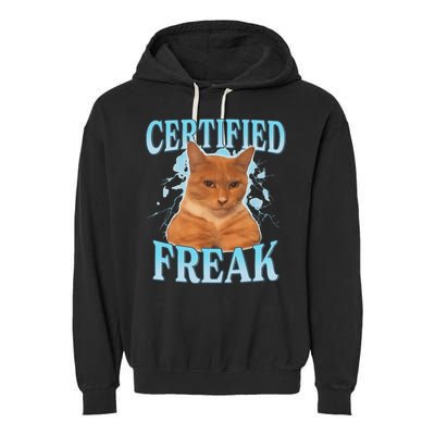 Certified Freak Eat Cement Cursed Cat Garment-Dyed Fleece Hoodie