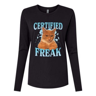 Certified Freak Eat Cement Cursed Cat Womens Cotton Relaxed Long Sleeve T-Shirt