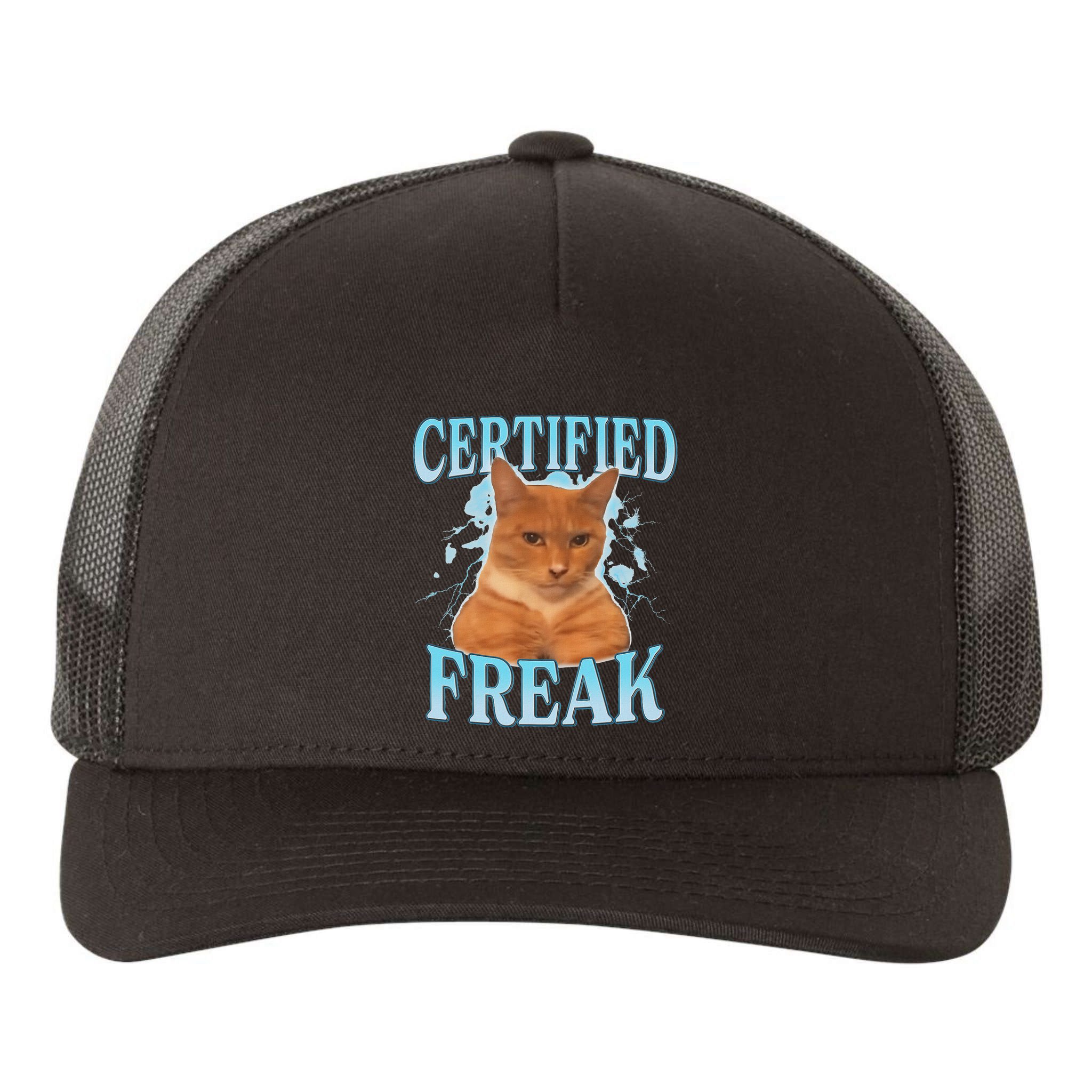 Certified Freak Eat Cement Cursed Cat Yupoong Adult 5-Panel Trucker Hat