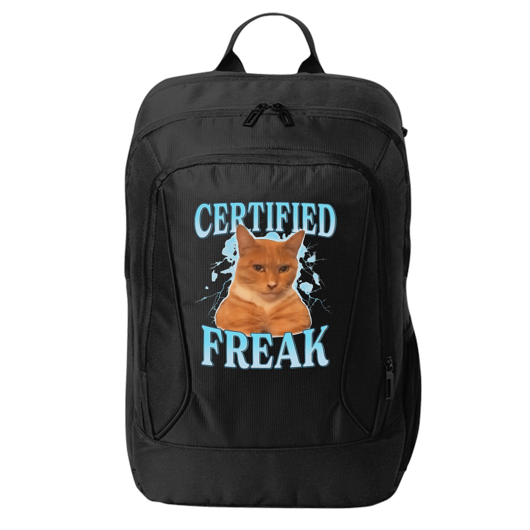Certified Freak Eat Cement Cursed Cat City Backpack