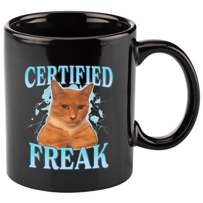 Certified Freak Eat Cement Cursed Cat 11oz C Handle Ceramic Mug