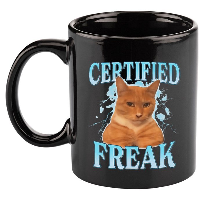 Certified Freak Eat Cement Cursed Cat 11oz C Handle Ceramic Mug