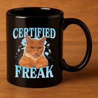 Certified Freak Eat Cement Cursed Cat 11oz C Handle Ceramic Mug