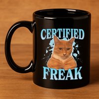 Certified Freak Eat Cement Cursed Cat 11oz C Handle Ceramic Mug