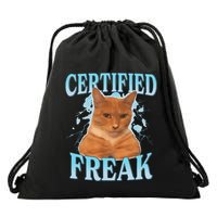 Certified Freak Eat Cement Cursed Cat Drawstring Bag