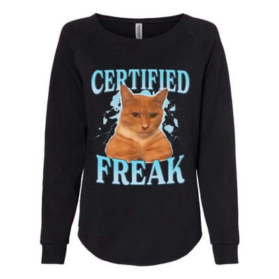 Certified Freak Eat Cement Cursed Cat Womens California Wash Sweatshirt